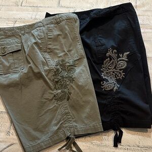 Style & Co. Women's embroidered Cargo Shorts - Black and Olive